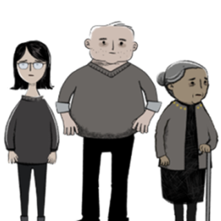 Illustration showing three people 